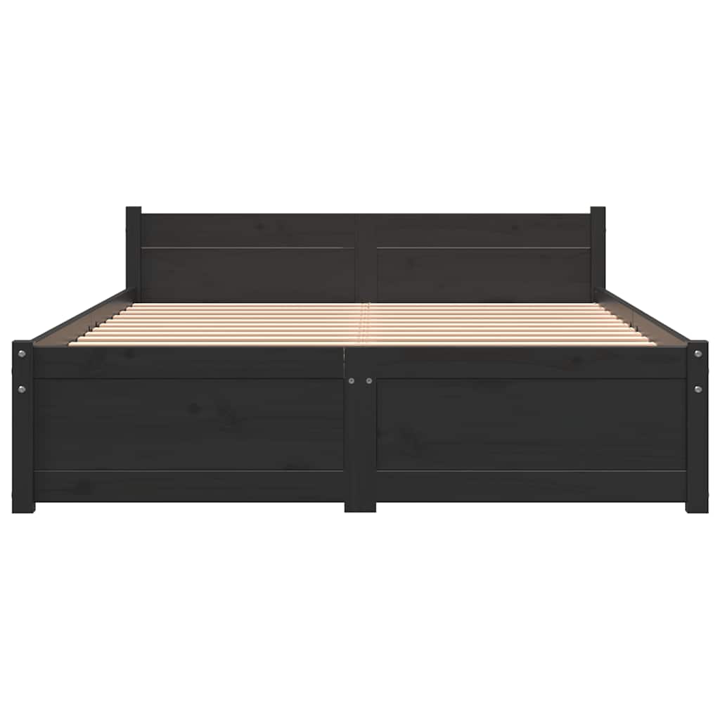 Πλαίσιο Κρεβατιού Μαύρο 120 x 190 εκ. Μασίφ Ξύλο Small Double