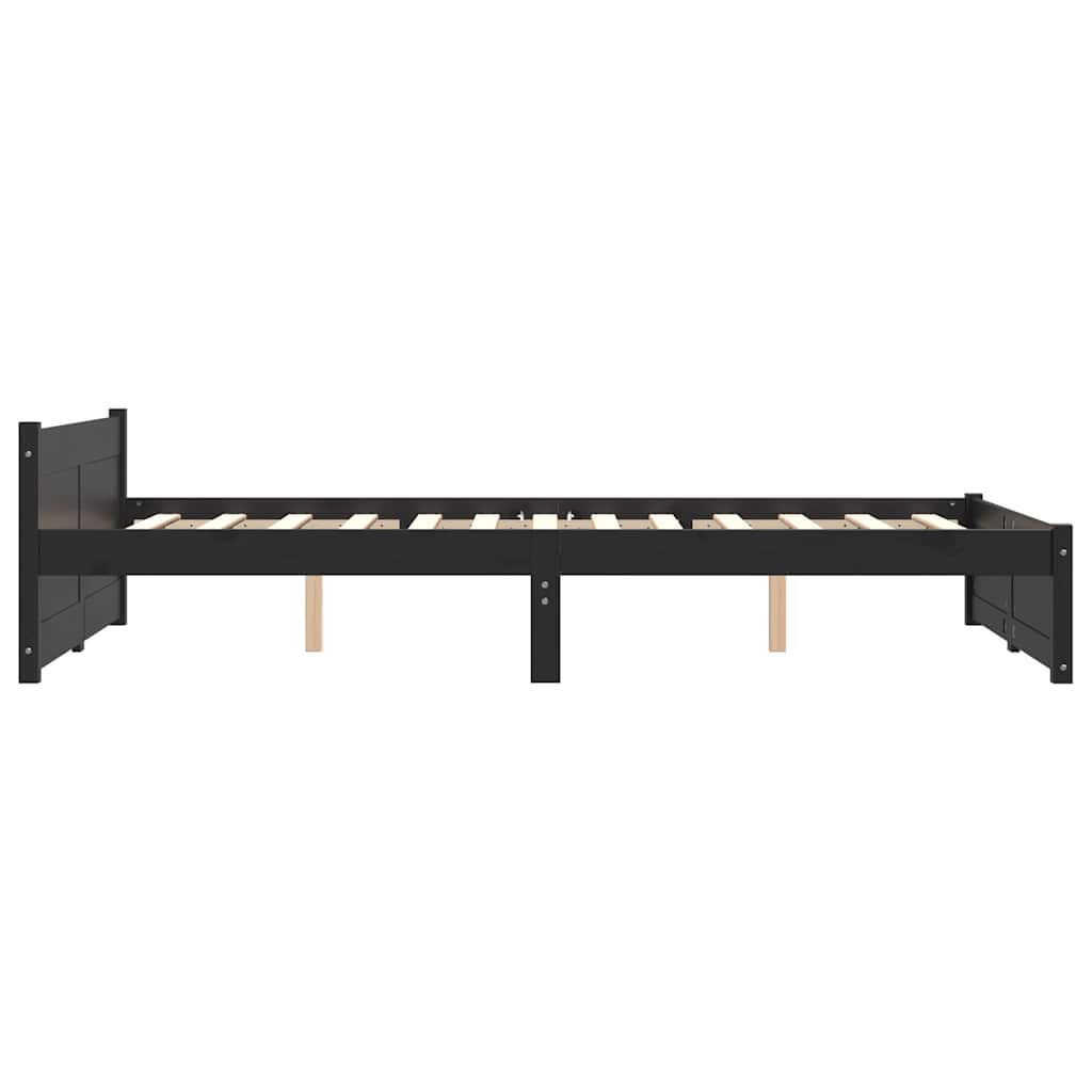 Πλαίσιο Κρεβατιού Μαύρο 120 x 190 εκ. Μασίφ Ξύλο Small Double