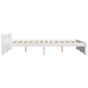 Πλαίσιο Κρεβατιού Λευκό 150 x 200 εκ. Μασίφ Ξύλο King Size - Pakobazaar