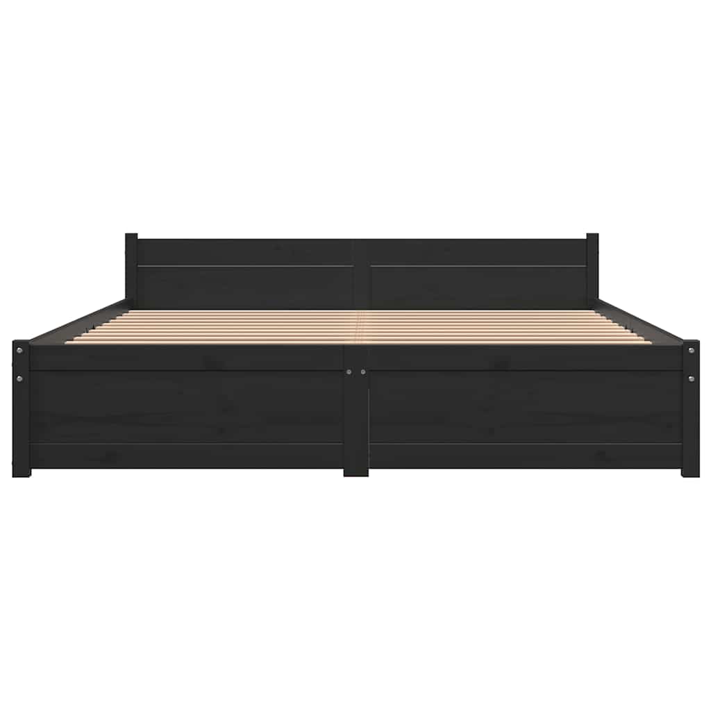 Πλαίσιο Κρεβατιού Μαύρο 150 x 200 εκ. Μασίφ Ξύλο King Size