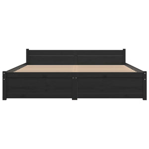 Πλαίσιο Κρεβατιού Μαύρο 150 x 200 εκ. Μασίφ Ξύλο King Size