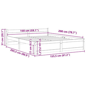 Πλαίσιο Κρεβατιού Μαύρο 150 x 200 εκ. Μασίφ Ξύλο King Size