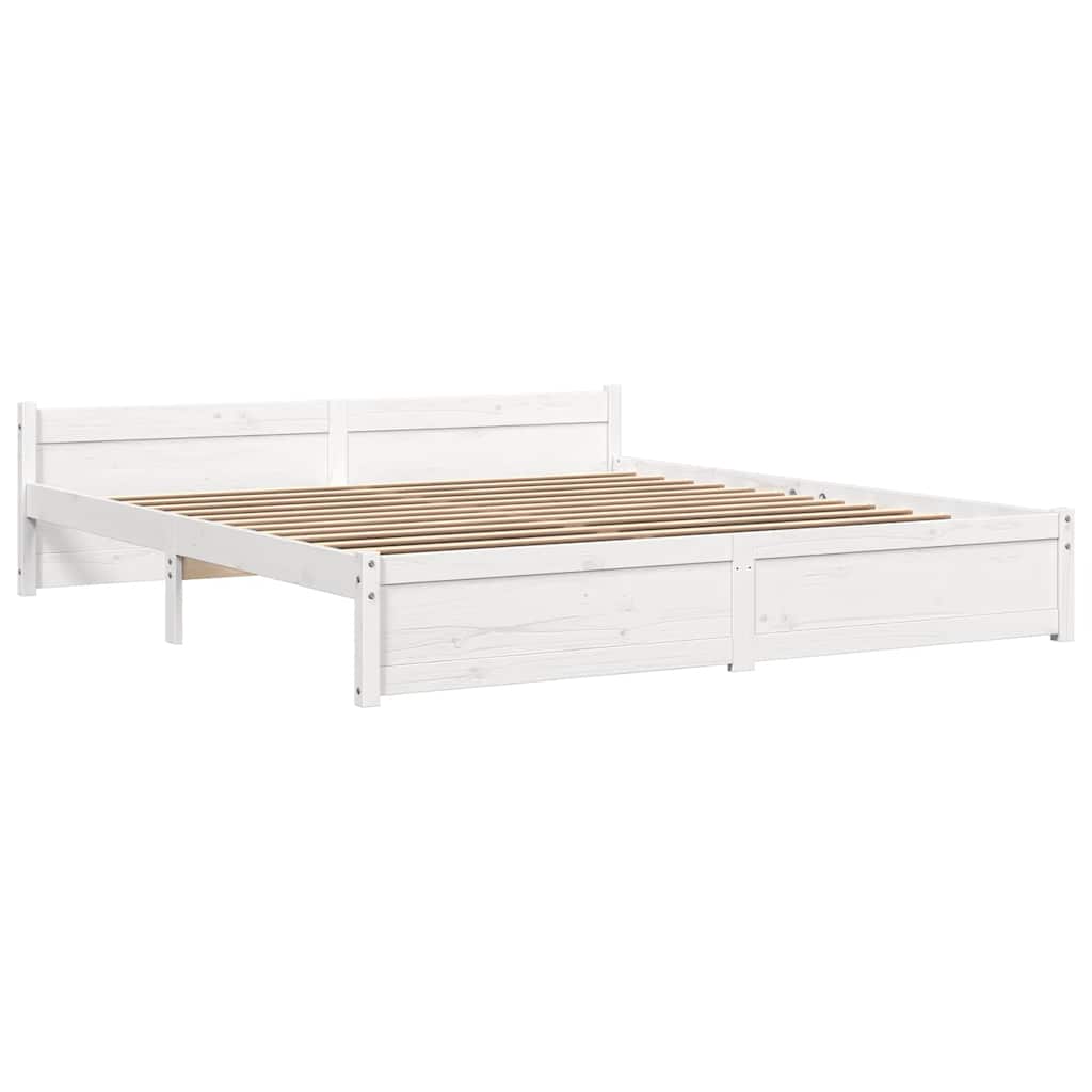 Πλαίσιο Κρεβατιού Λευκό 180 x 200 εκ. Μασίφ Ξύλο Super King