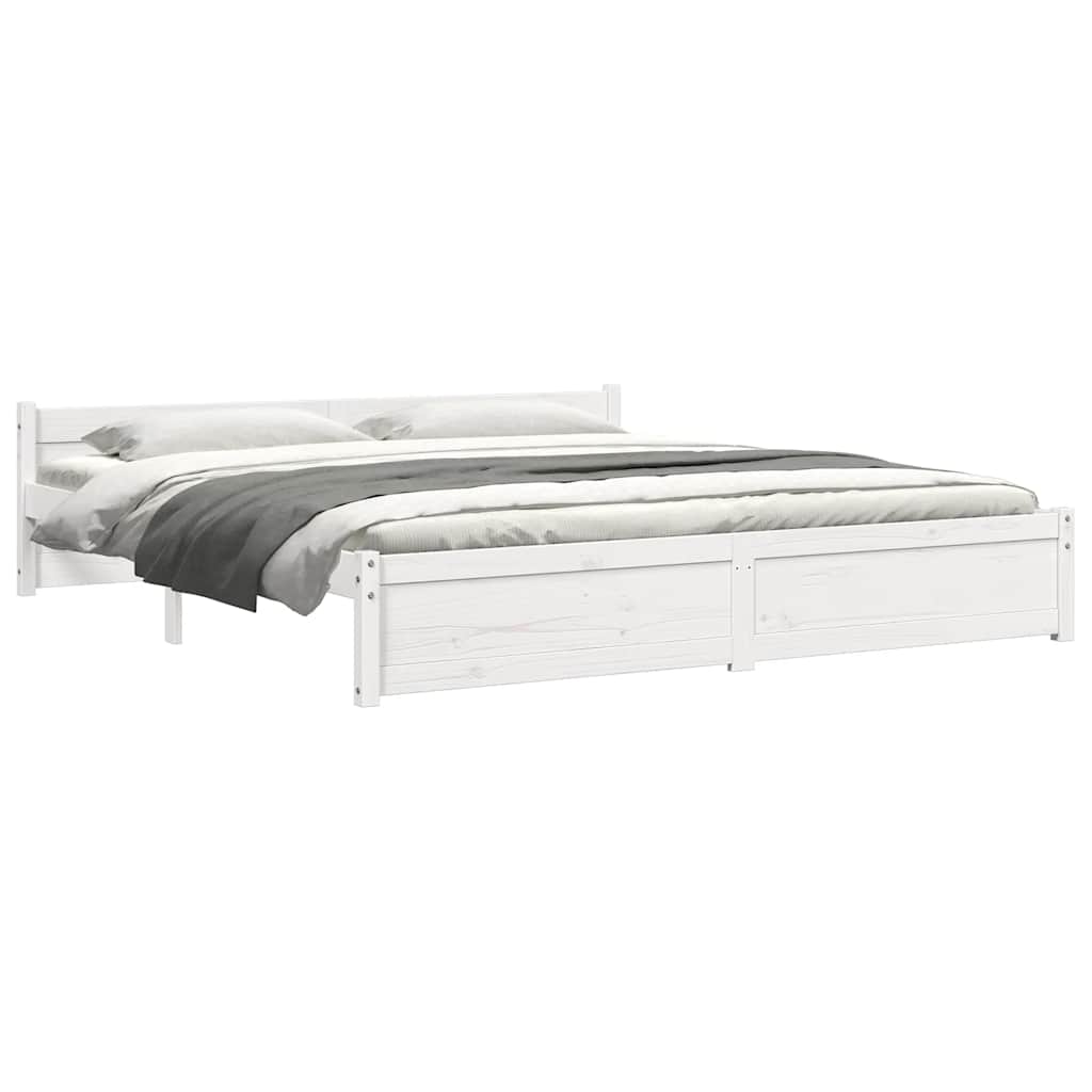 Πλαίσιο Κρεβατιού Λευκό 180 x 200 εκ. Μασίφ Ξύλο Super King