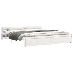 Πλαίσιο Κρεβατιού Λευκό 180 x 200 εκ. Μασίφ Ξύλο Super King