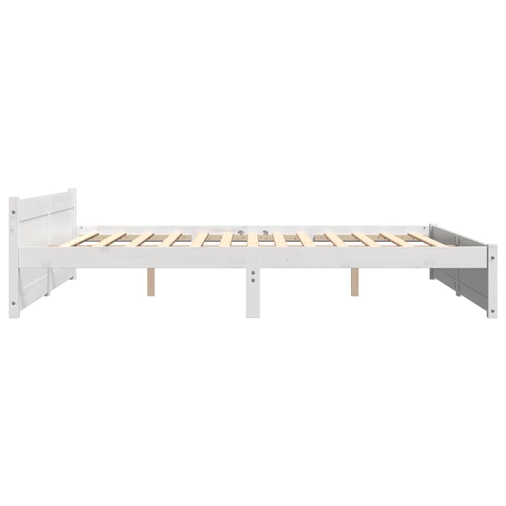 Πλαίσιο Κρεβατιού Λευκό 180 x 200 εκ. Μασίφ Ξύλο Super King