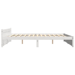 Πλαίσιο Κρεβατιού Λευκό 180 x 200 εκ. Μασίφ Ξύλο Super King