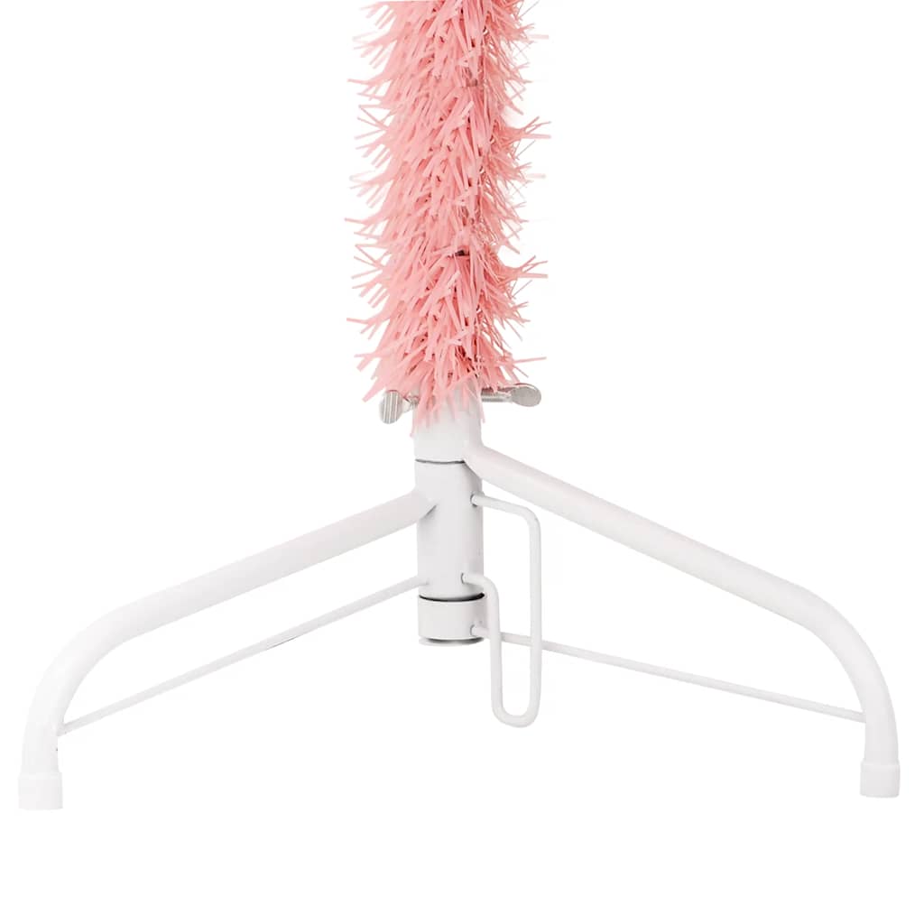 Χριστουγεν. Δέντρο Slim Τεχνητό Μισό με Βάση Ροζ 120 εκ.