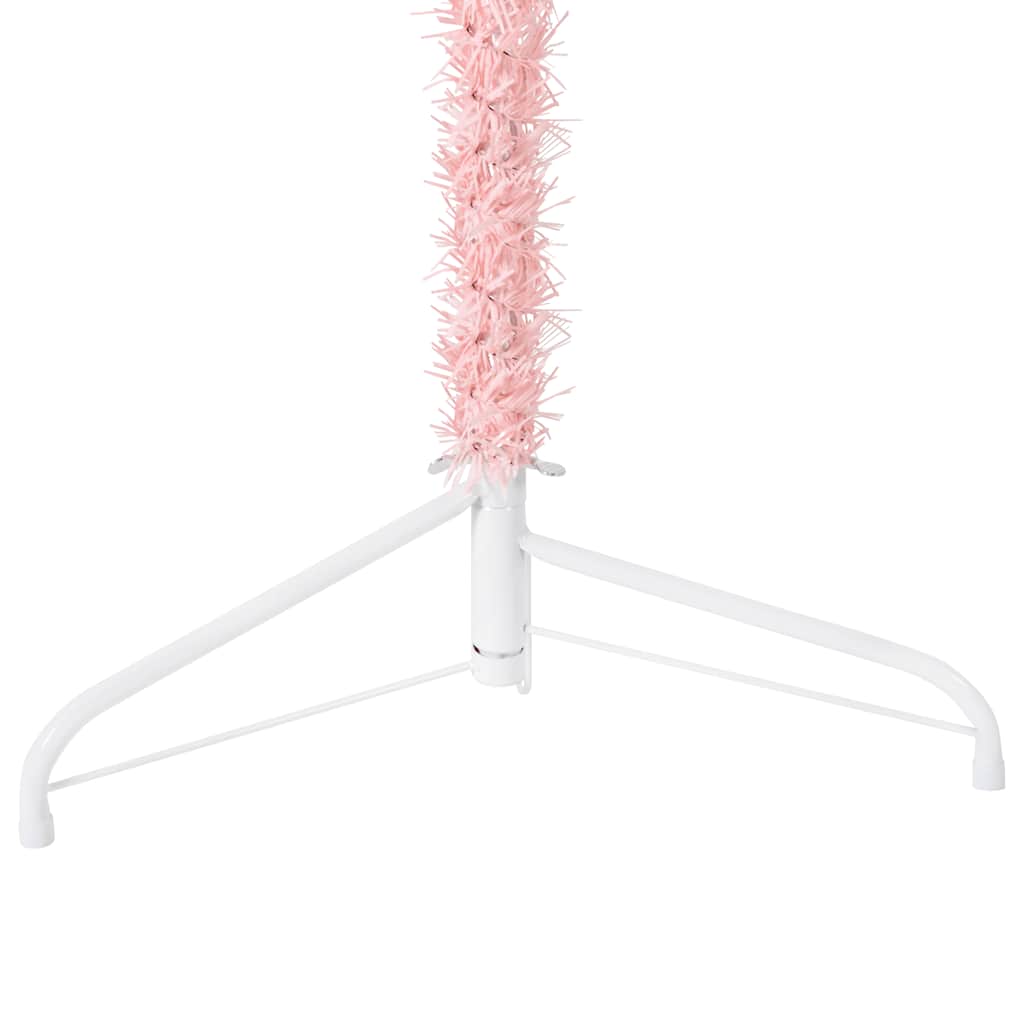 Χριστουγεν. Δέντρο Slim Τεχνητό Μισό με Βάση Ροζ 240 εκ.