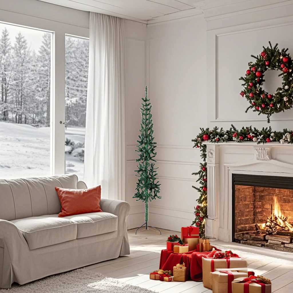 Χριστουγεν. Δέντρο Slim Τεχνητό Μισό Με Βάση Πράσινο 150 εκ.