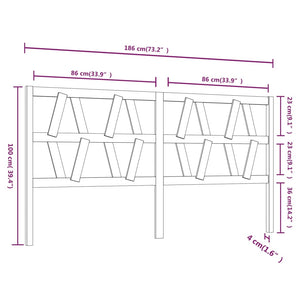 Κεφαλάρι Κρεβατιού Γκρι 186 x 4 x 100 εκ. από Μασίφ Ξύλο Πεύκου