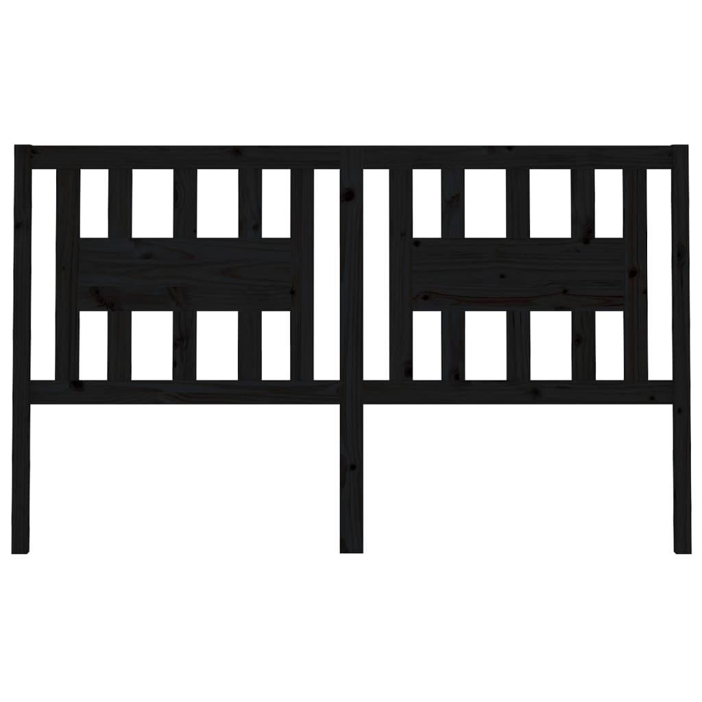 Κεφαλάρι Κρεβατιού Μαύρο 141 x 4 x 100 εκ. Μασίφ Ξύλο Πεύκου