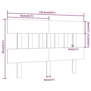 Κεφαλάρι Κρεβατιού Γκρι 123,5x3x81 εκ. από Μασίφ Ξύλο Πεύκου