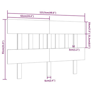Κεφαλάρι Κρεβατιού μαύρος 123,5x3x81 εκ. Μασίφ Ξύλο Πεύκου