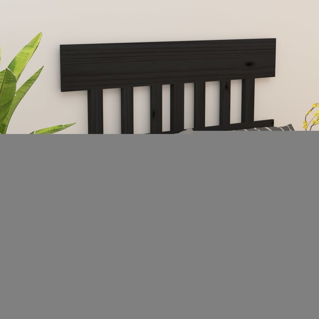 Κεφαλάρι Κρεβατιού μαύρος 123,5x3x81 εκ. Μασίφ Ξύλο Πεύκου