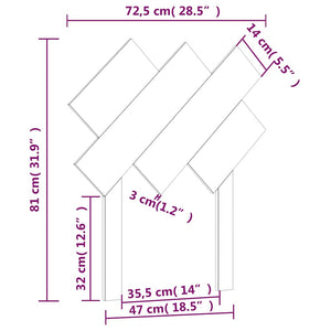 Κεφαλάρι Κρεβατιού72,5x3x81 εκ. από Μασίφ Ξύλο Πεύκου