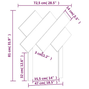 Κεφαλάρι Κρεβατιού Γκρι 72,5 x 3 x 81 εκ. από Μασίφ Ξύλο Πεύκου