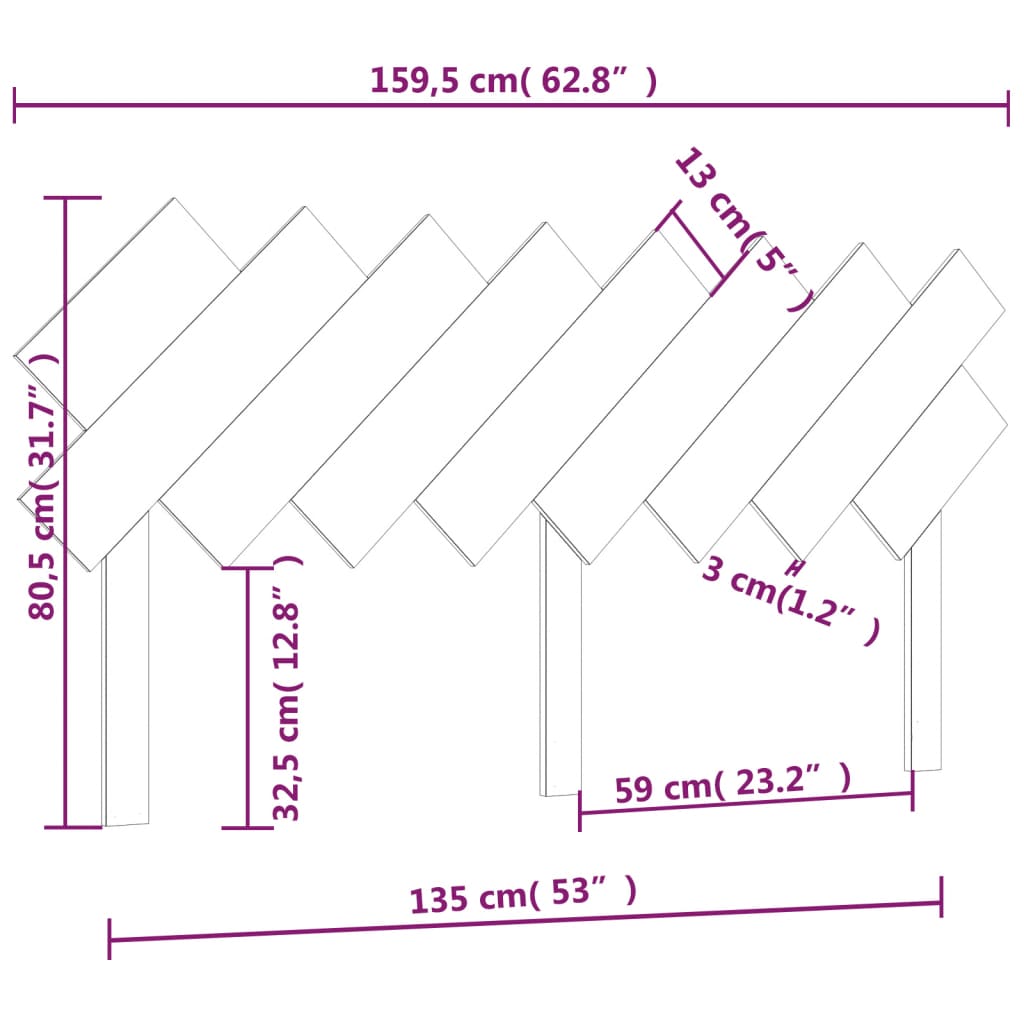 Κεφαλάρι Κρεβατιού159,5x3x80,5εκ. από Μασίφ Ξύλο Πεύκου