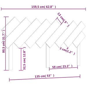 Κεφαλάρι Κρεβατιού Γκρι 159,5x3x80,5 εκ. από Μασίφ Ξύλο Πεύκου