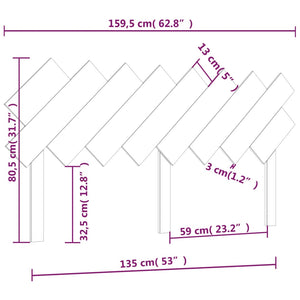 Κεφαλάρι Κρεβατιού Μαύρο 159,5x3x80,5 εκ. Μασίφ Ξύλο Πεύκου