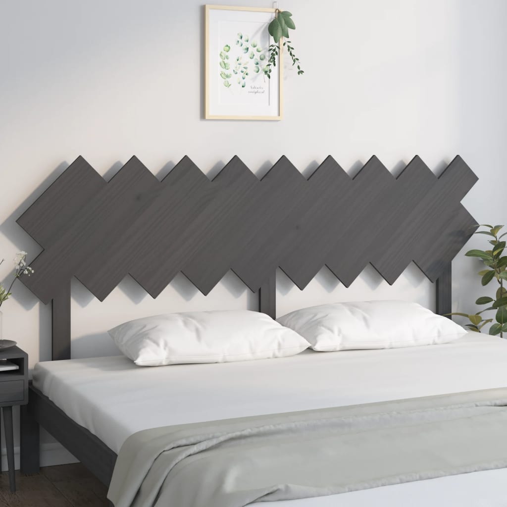 Κεφαλάρι Κρεβατιού Γκρι178x3x80,5 εκ. από Μασίφ Ξύλο Πεύκου