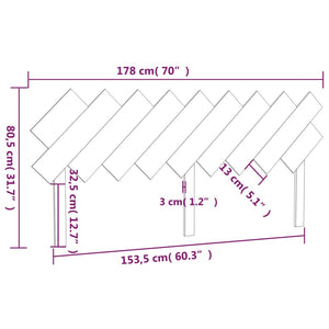 Κεφαλάρι Κρεβατιού Γκρι178x3x80,5 εκ. από Μασίφ Ξύλο Πεύκου