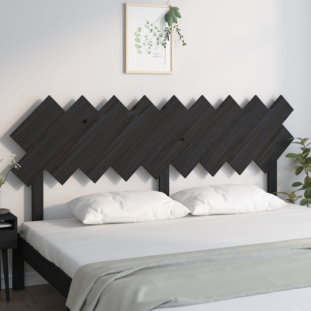 Κεφαλάρι Κρεβατιού Μαύρο 178x3x80,5 εκ. Μασίφ Ξύλο Πεύκου