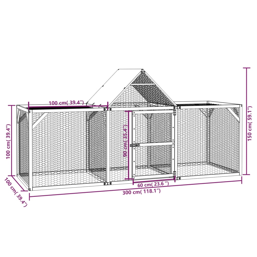Κοτέτσι 300x100x150 εκ. από Μασίφ Εμποτισμένο Ξύλο Πεύκου - PAKOBAZAAR