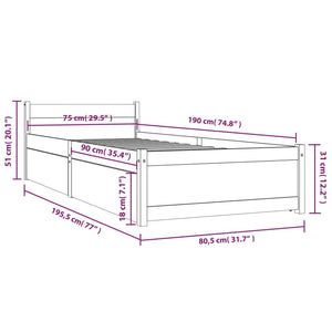 Πλαίσιο Κρεβατιού Με Συρτάρια Μαύρο 75x190 εκ Small Single - PAKOBAZAAR