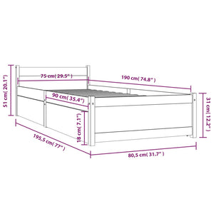 Πλαίσιο Κρεβατιού Με Συρτάρια Μελί 75x190 εκ. Small Single