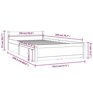 Πλαίσιο Κρεβατιού με Συρτάρια 100 x 200 εκ.