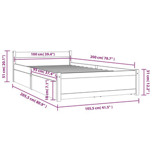 Πλαίσιο Κρεβατιού με Συρτάρια Λευκό 100 x 200 εκ.