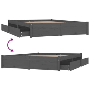 Πλαίσιο Κρεβατιού Με Συρτάρια Γκρι 135 x 190 εκ. Double