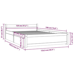 Πλαίσιο Κρεβατιού με Συρτάρια Λευκό 120x190 εκ. Small Double