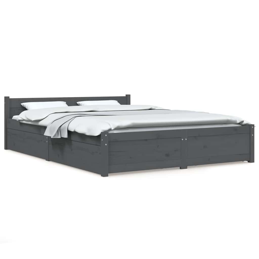 Πλαίσιο Κρεβατιού Με Συρτάρια Γκρι 135 x 190 εκ. Double