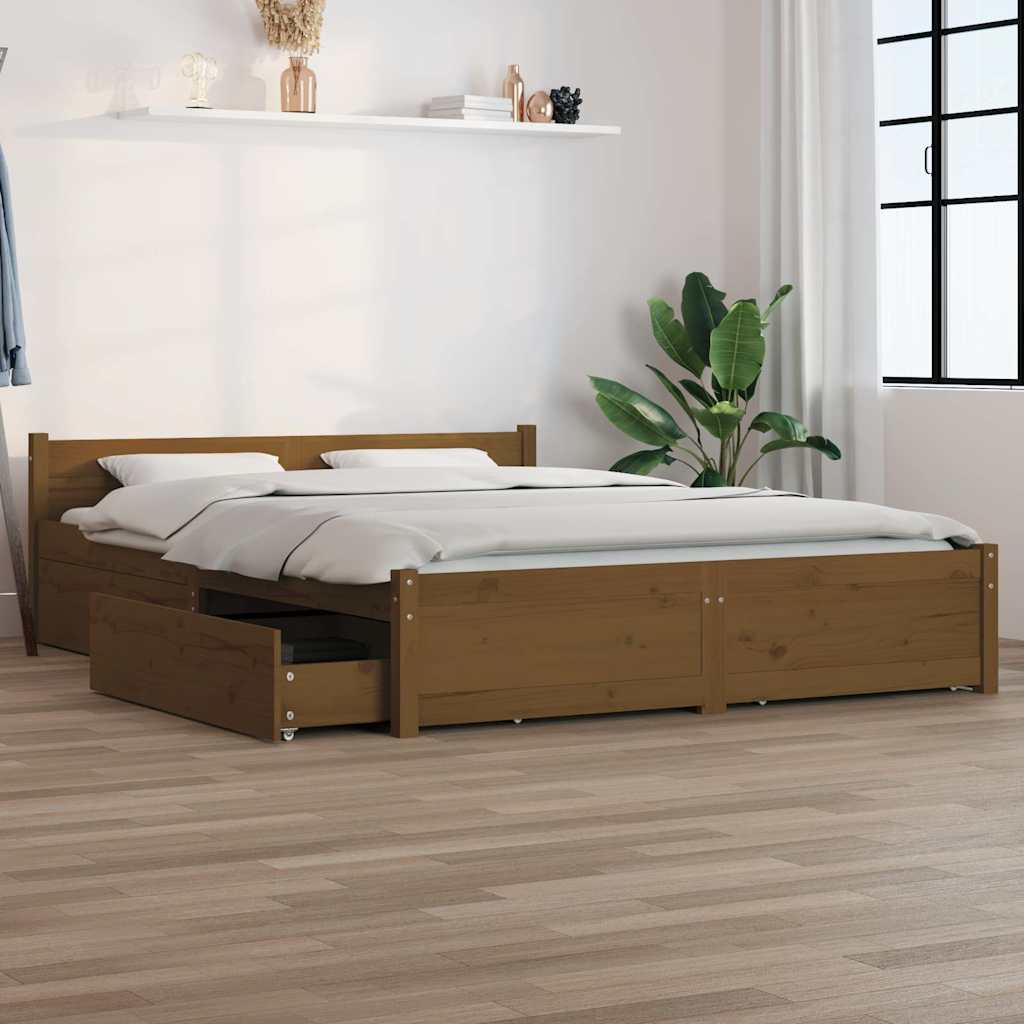 Πλαίσιο Κρεβατιού Με Συρτάρια Καφέ Μελί 140 x 200 εκ.