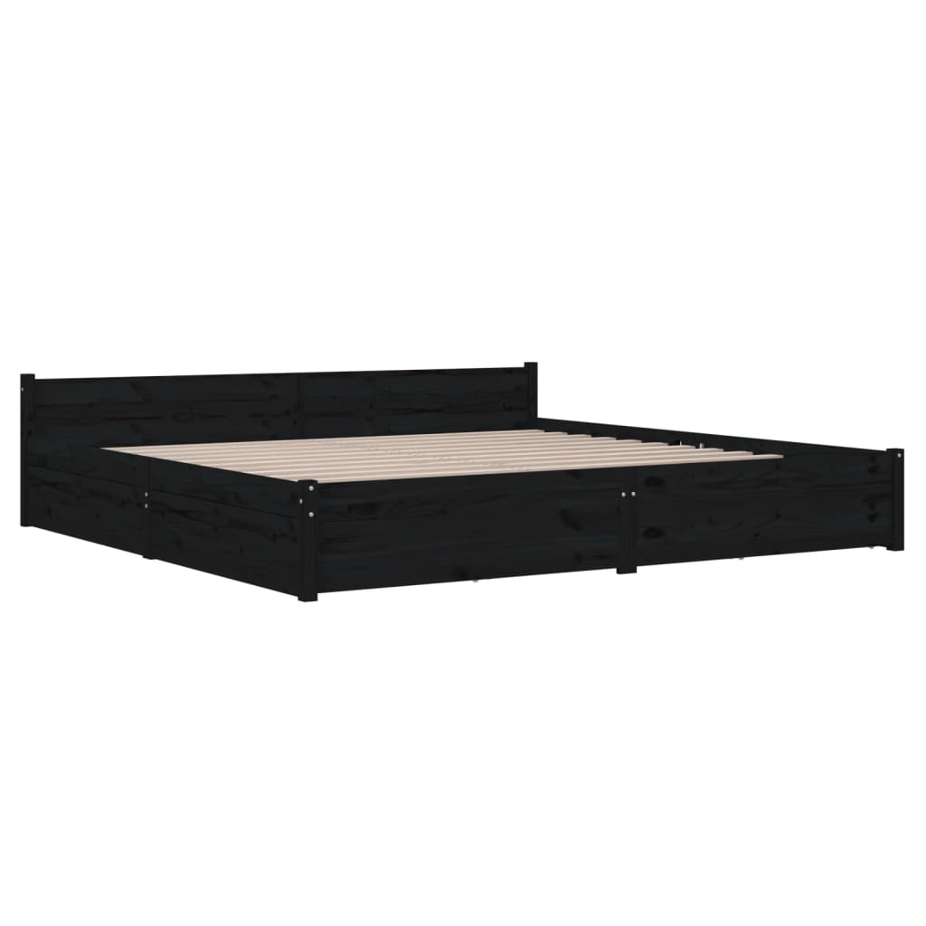 Πλαίσιο Κρεβατιού Συρτάρια Μαύρο 180 x 200 εκ Super King Size - PAKOBAZAAR