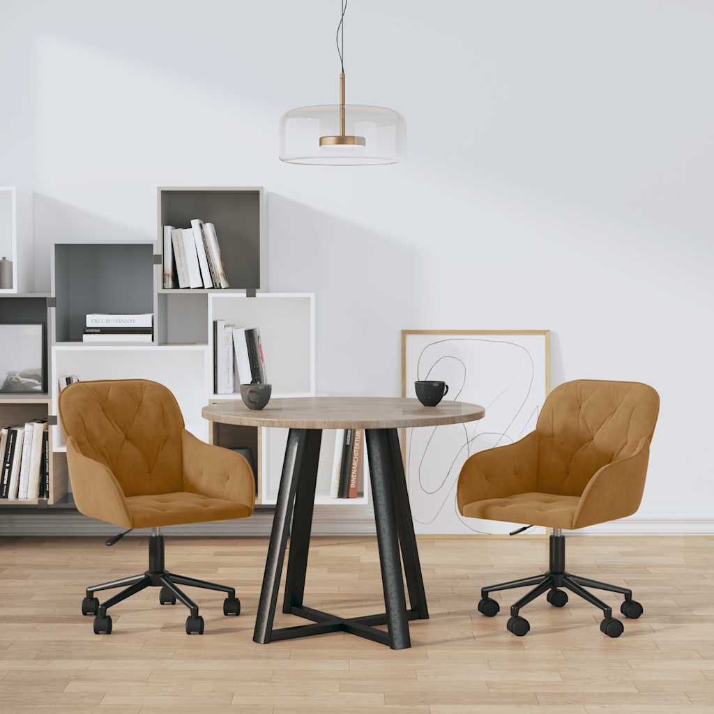 Καρέκλες Τραπεζαρίας Περιστρεφόμενες 2 τεμ. Καφέ Βελούδινες - PAKOBAZAAR