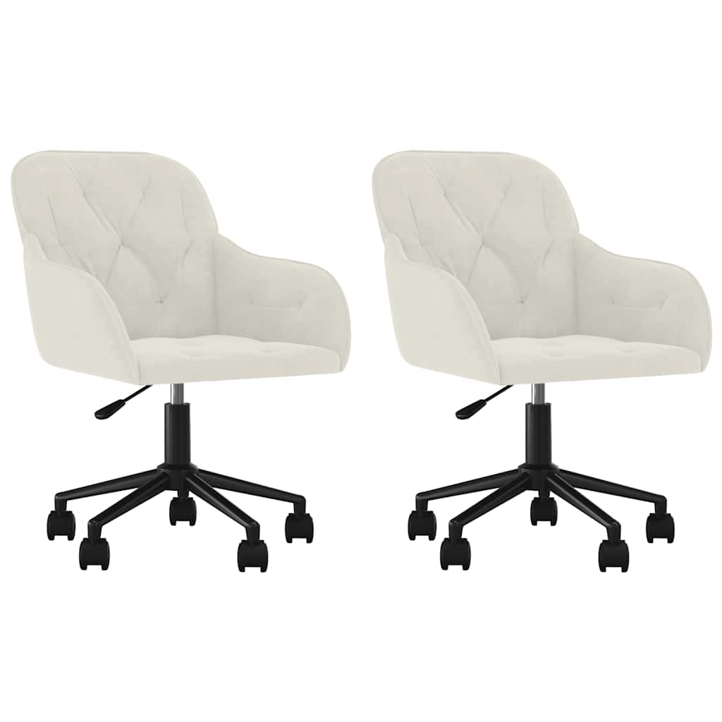 Καρέκλες Τραπεζαρίας Περιστρεφόμενες 2 τεμ. Κρεμ Βελούδινες - Pakobazaar
