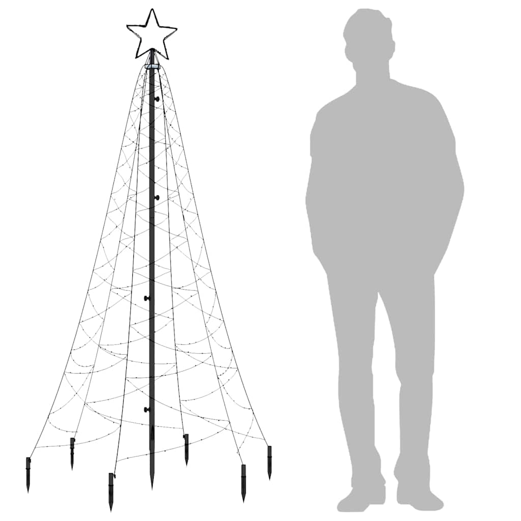 Χριστουγεννιάτικο Δέντρο Με Ακίδα 200 LED Ψυχρό Λευκό 180 εκ. - Pakobazaar