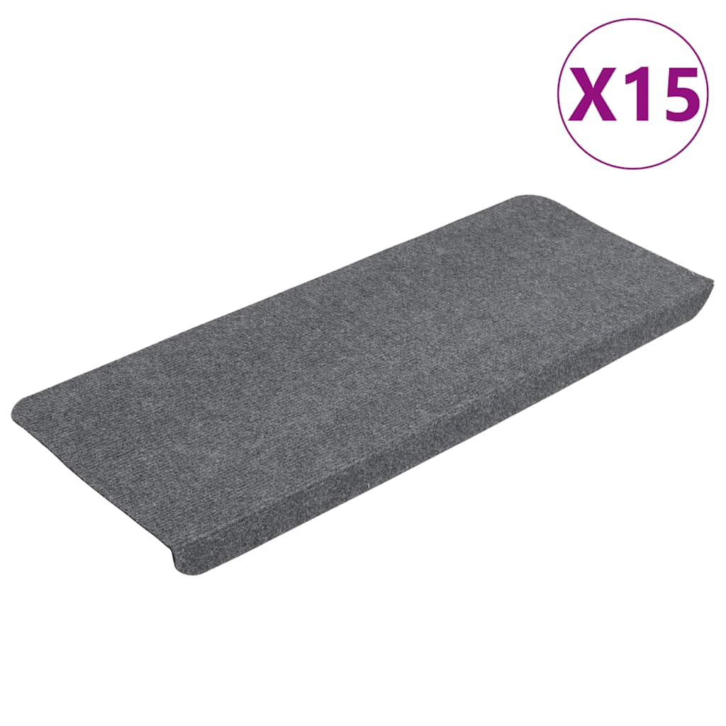 Πατάκια Σκάλας Αυτοκόλλητα 15 τεμ. Γκρι 65x24,5x3,5 εκ. - Pakobazaar