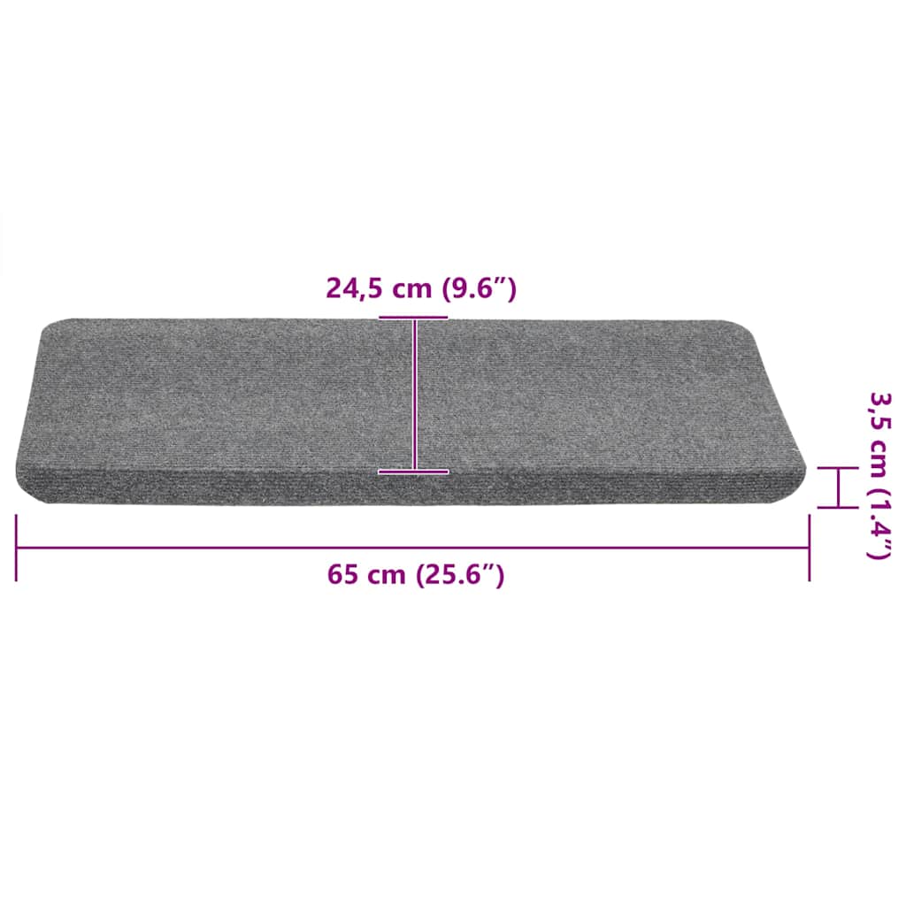 Πατάκια Σκάλας Αυτοκόλλητα 15 τεμ. Γκρι 65x24,5x3,5 εκ. - Pakobazaar