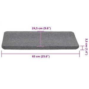 Πατάκια Σκάλας Αυτοκόλλητα 15 τεμ. Γκρι 65x24,5x3,5 εκ. - Pakobazaar