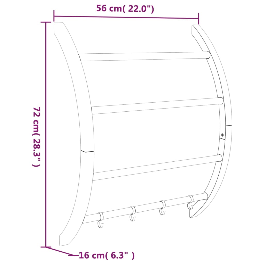 Κρεμάστρα Πετσετών με Γάντζους Ασημί 56x16x72 εκ. από Αλουμίνιο - Pakobazaar