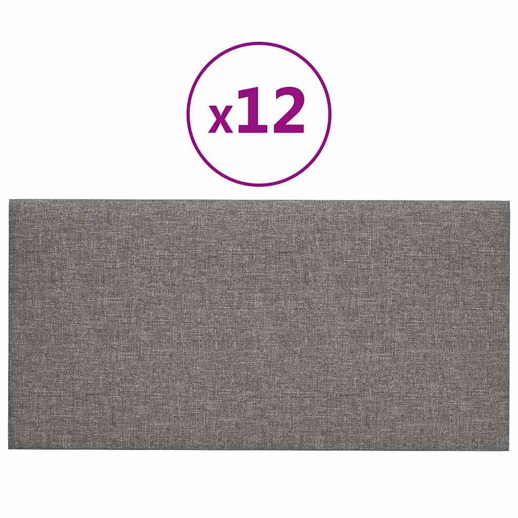 Πάνελ Τοίχου 12 τεμ. Ανοιχτό Γκρι 30x15 εκ. 0,54 μ² Υφασμάτινα