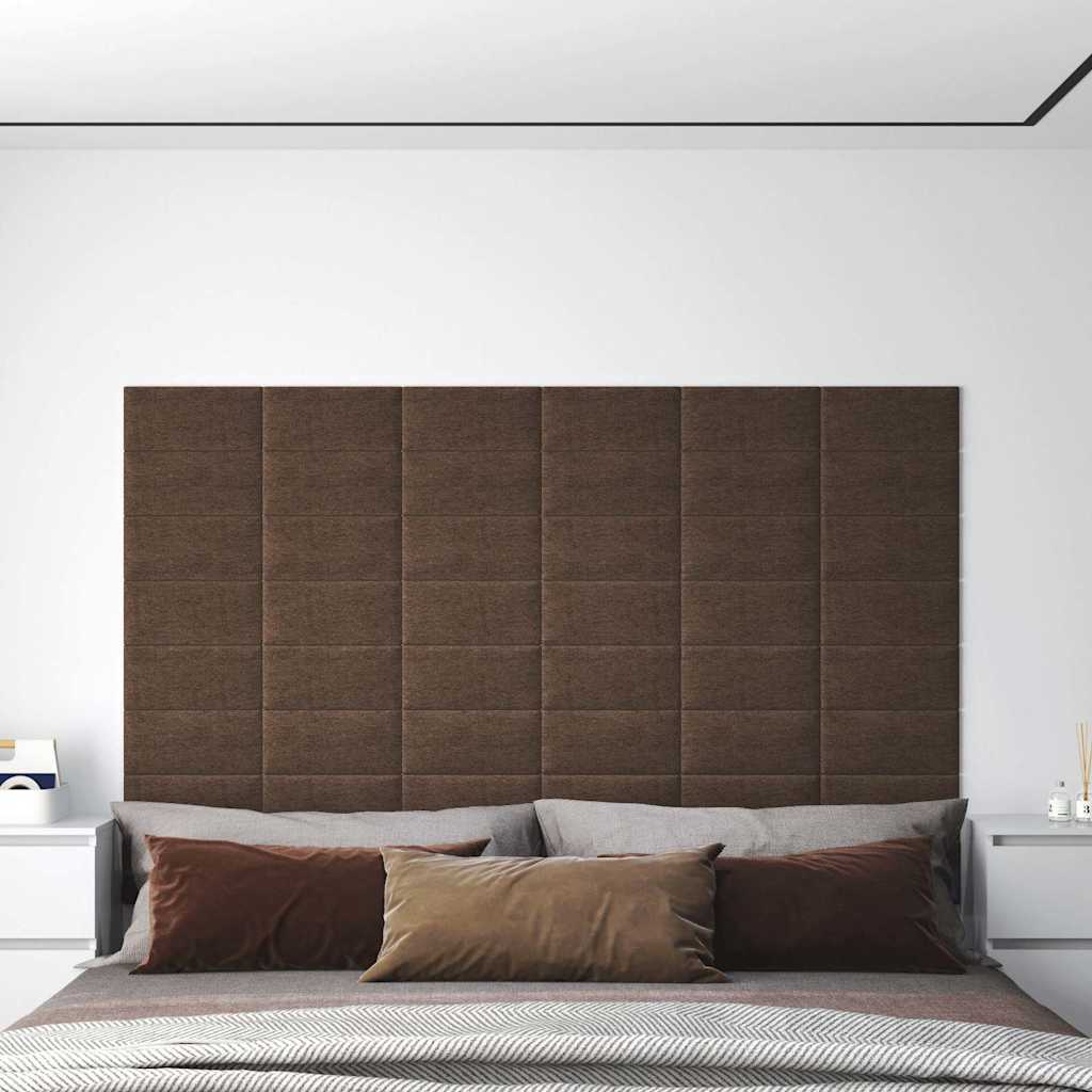 Πάνελ Τοίχου 12 τεμ. Καφέ 30 x 15 εκ. 0,54 μ² Υφασμάτινα