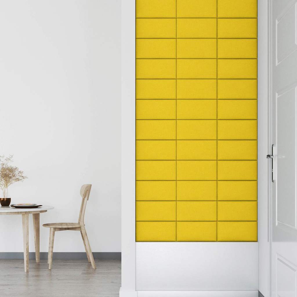 Πάνελ Τοίχου 12 τεμ. Κίτρινα 30 x 15 εκ. 0,54 μ² Υφασμάτινα - Pakobazaar