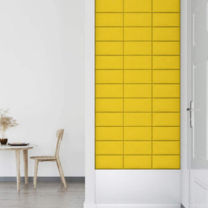 Πάνελ Τοίχου 12 τεμ. Κίτρινα 30 x 15 εκ. 0,54 μ² Υφασμάτινα - Pakobazaar