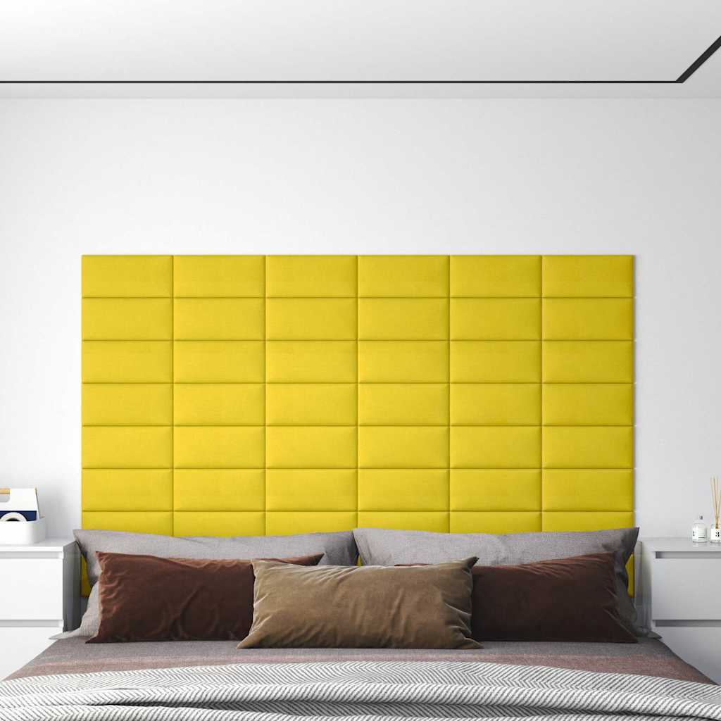 Πάνελ Τοίχου 12 τεμ. Κίτρινα 30 x 15 εκ. 0,54 μ² Υφασμάτινα - Pakobazaar