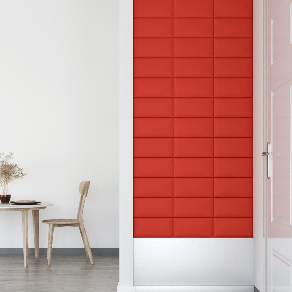 Πάνελ Τοίχου 12 τεμ. Κόκκινα 30x15 εκ. 0,54 μ² Συνθετικό Δέρμα